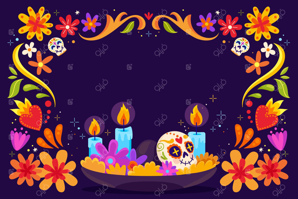 پس‌زمینه مسطح و دستی روز مردگان