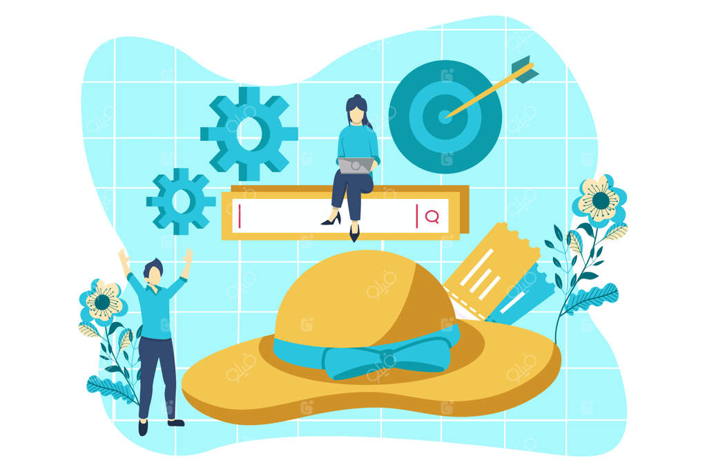 تصویرسازی کیت مسافرتی به سبک تخت