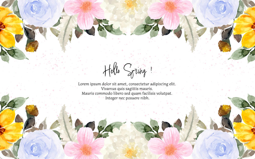 پس‌زمینه آبرنگی زیبا با گل‌های رنگارنگ بهاری