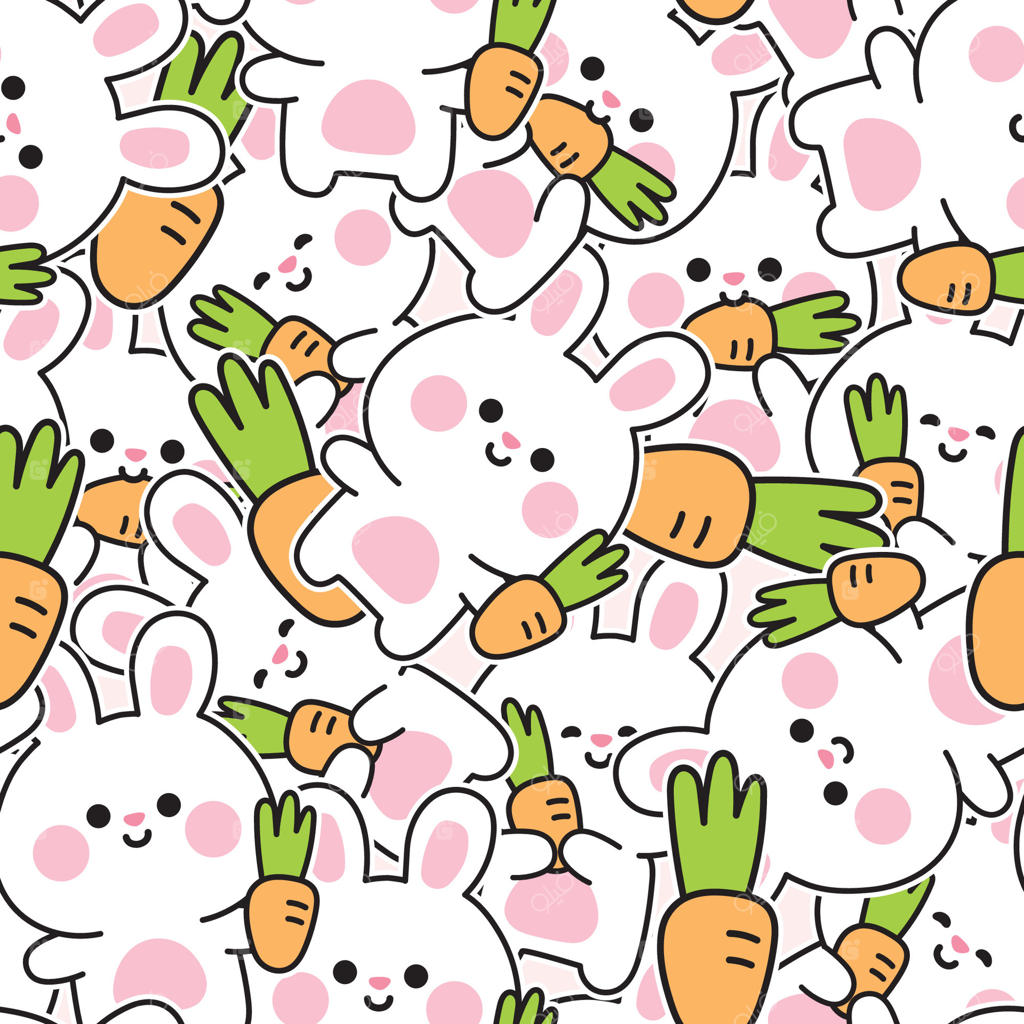 طرح یکپارچه برچسب‌های بامزه خرگوش با هویج در پس‌زمینه‌ای از حالت‌های مختلف. عید پاک. خرگوش. طراحی شخصیت کارتونی جوندگان. کاوایی. تصویرسازی.