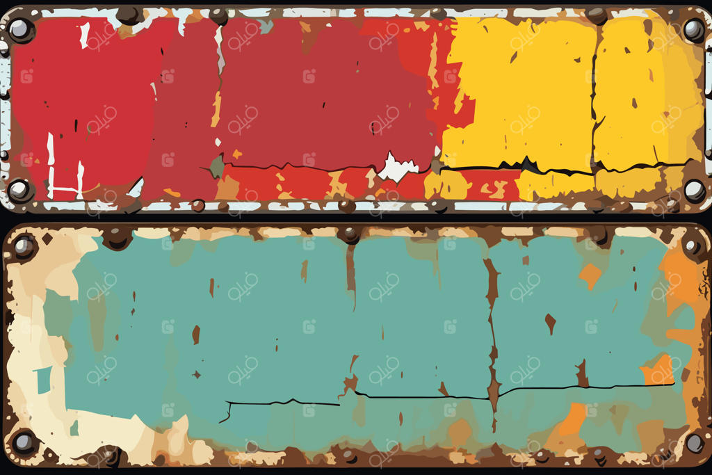 بافت فلز زنگ‌خورده و قدیمی با جزئیات متنوع و سطح رنگ فرسوده برای پروژه‌های خلاقانه طراحی، هنر وینتیج و پس‌زمینه‌ها