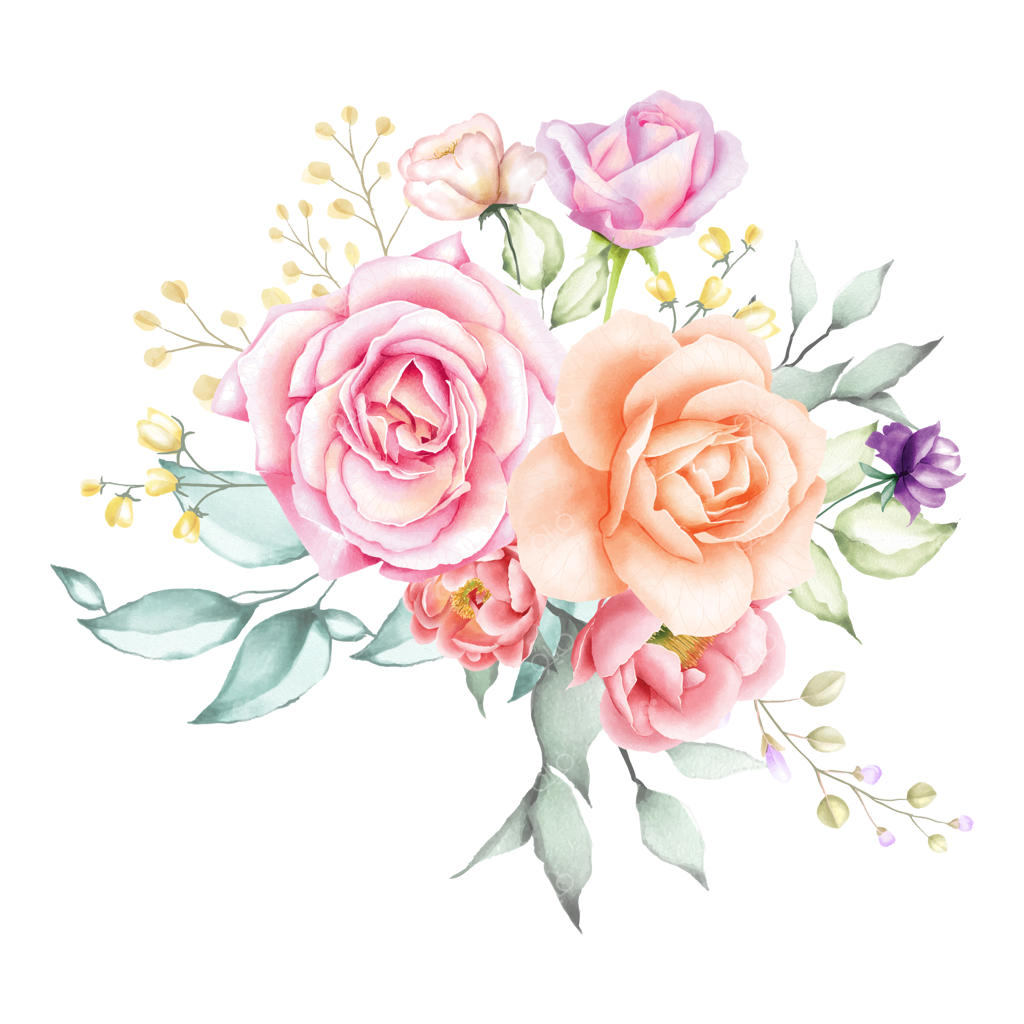 پس‌زمینه دسته‌گل رز با آبرنگ