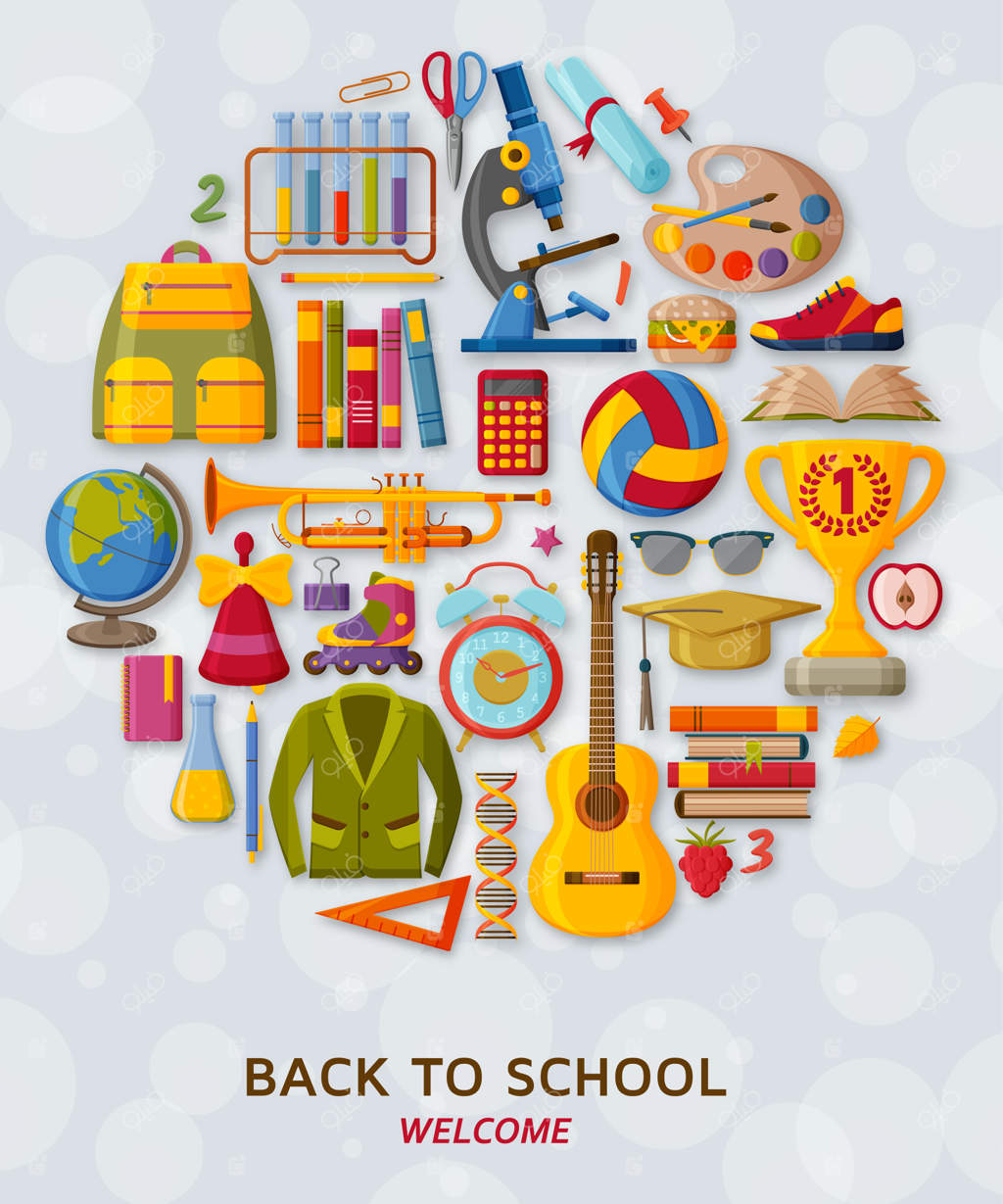 پس‌زمینه خلاقانه کودکان با علائم سه‌بعدی برش کاغذی: مفهوم خلاقیت کودکان - تصویرسازی.