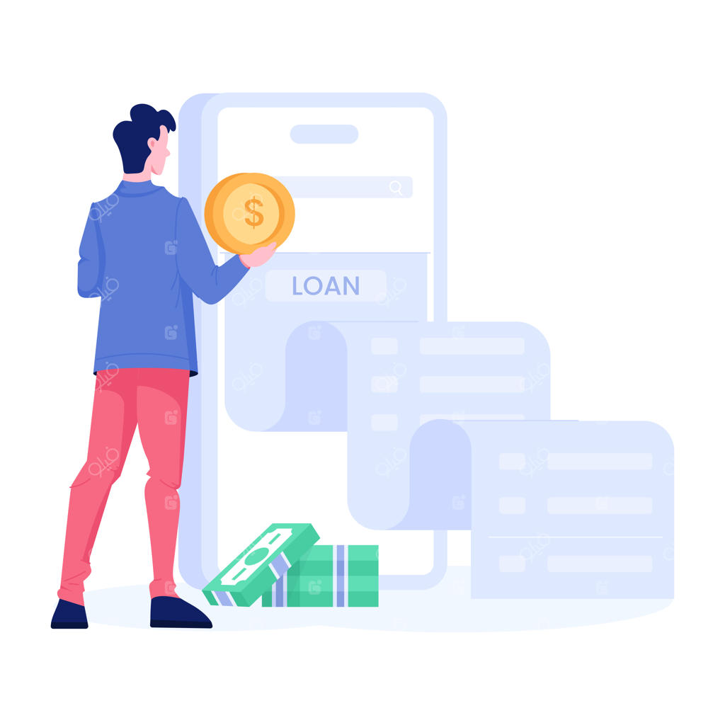 تصویرسازی کاراکتر تخت برای اپلیکیشن وام