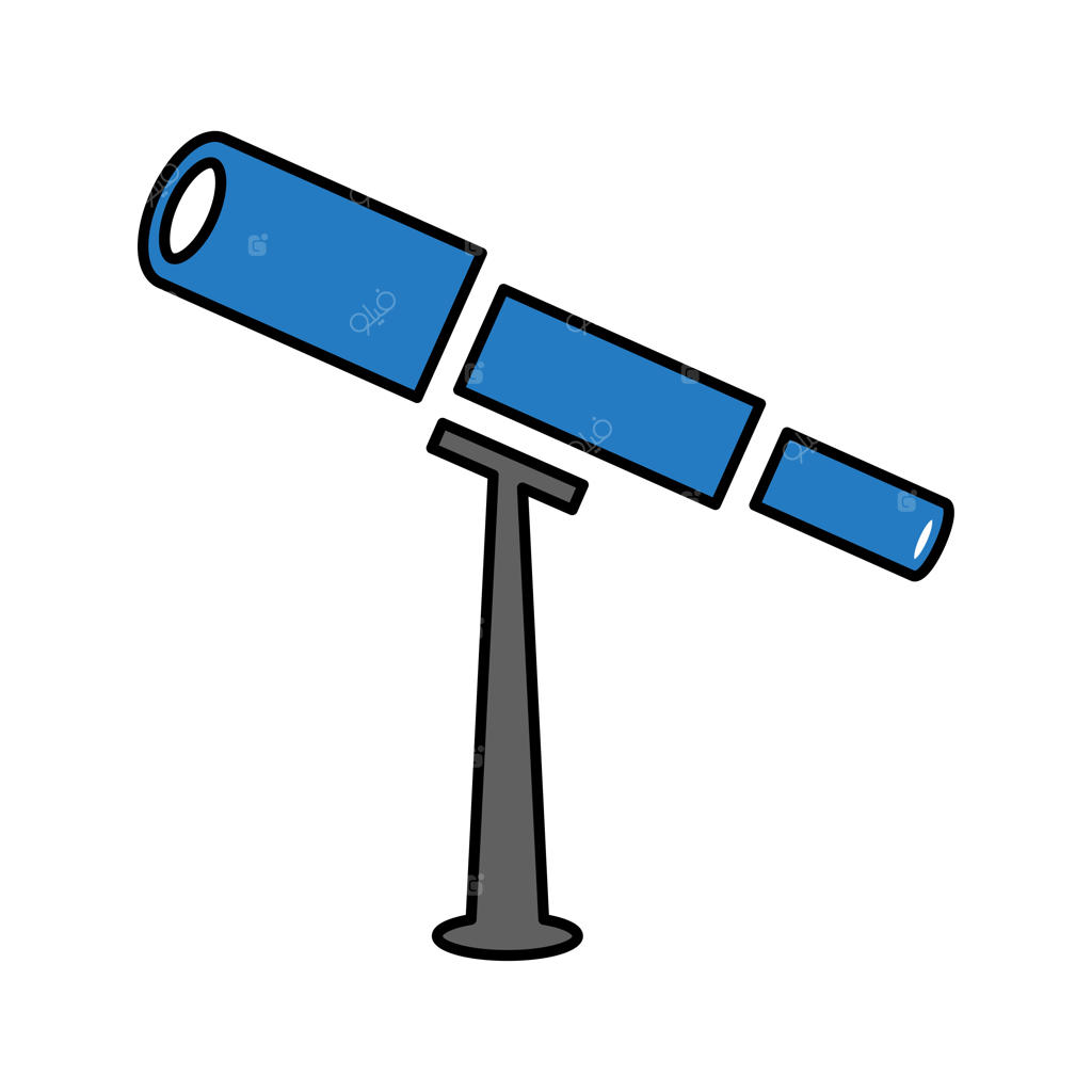 آیکون تلسکوپ و آموزش نجوم، ایده‌آل برای رسانه‌های چاپی، وب و استفاده تجاری