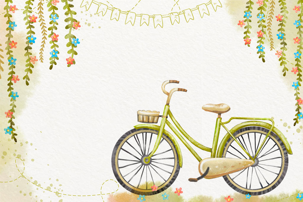 پس‌زمینه روز جهانی دوچرخه با طرح آبرنگی