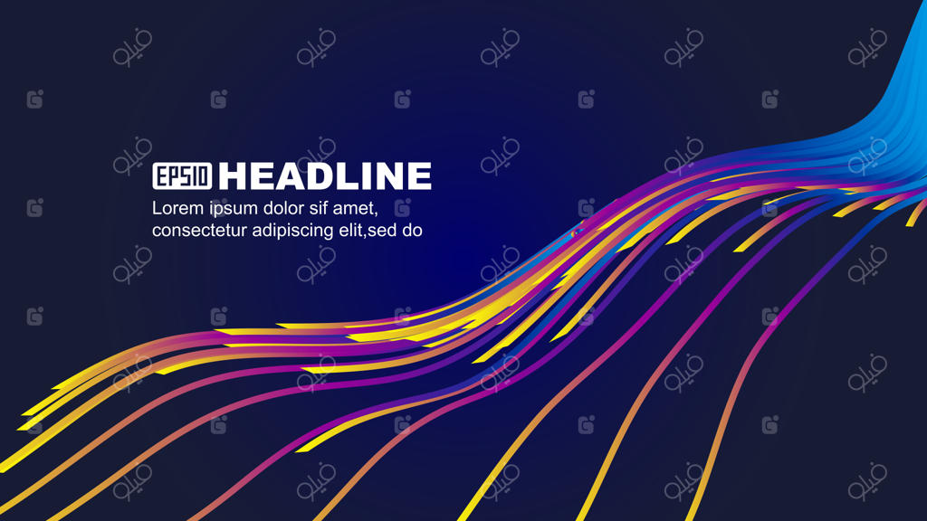 خطوط موج‌دار رنگی با پس‌زمینه فنی وکتور فضایی