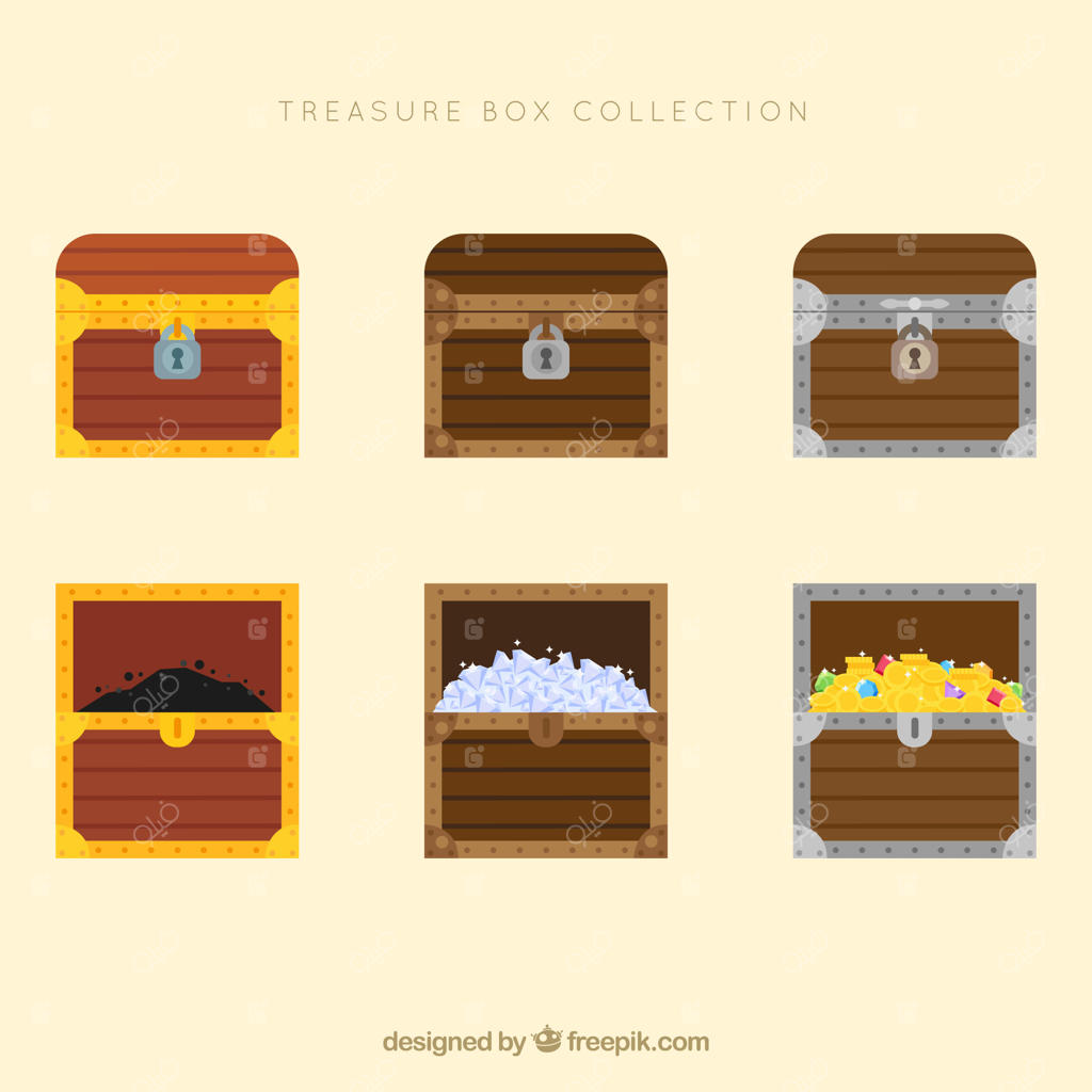 مجموعه صندوقچه‌های گنج چوبی با طراحی مسطح