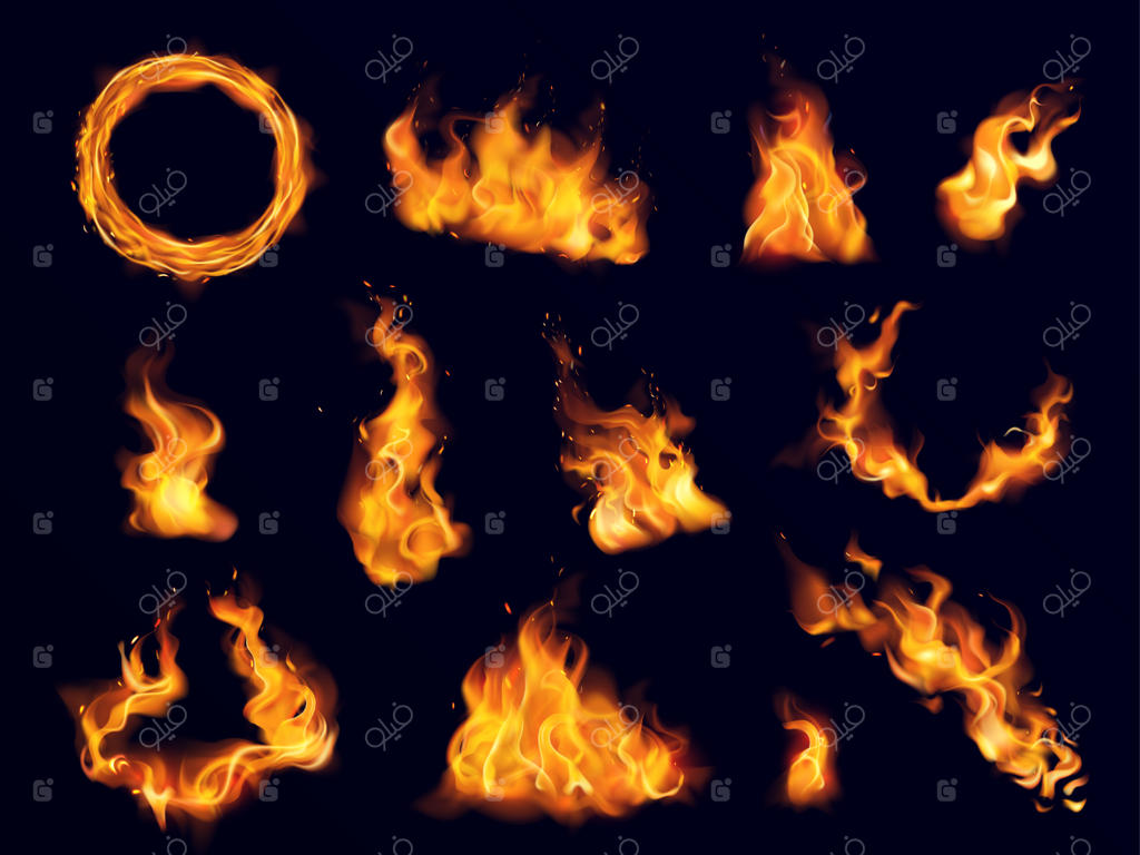 مجموعه شعله‌های آتش و افکت‌های واقع‌گرایانه