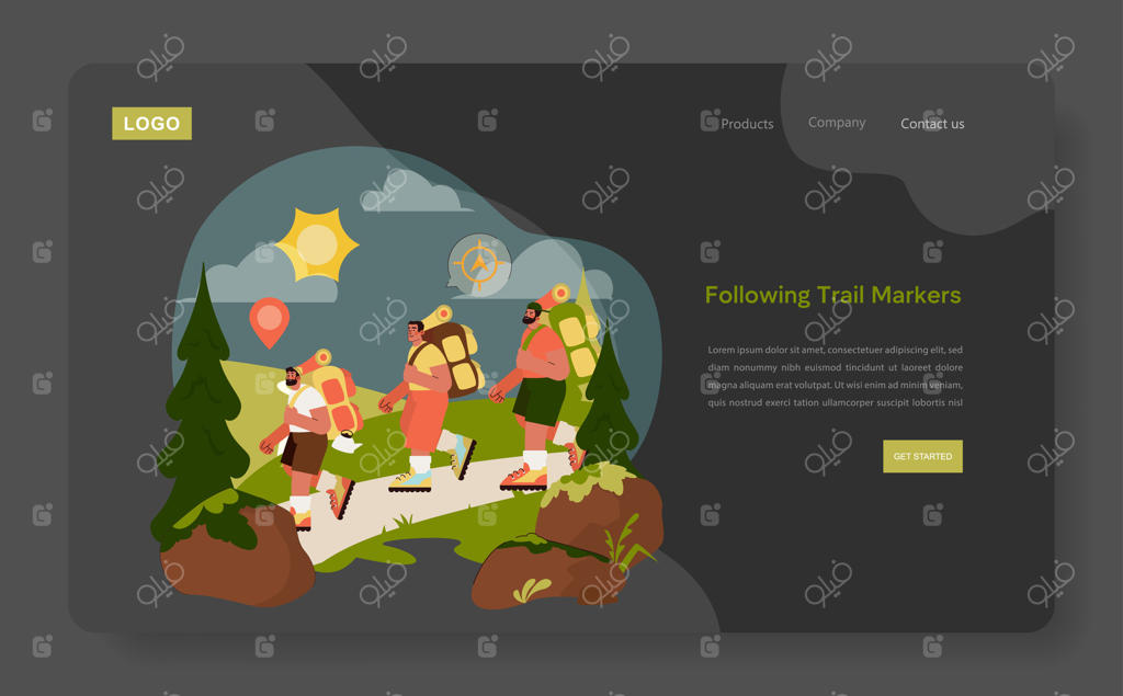 وکتور حرفه‌ای دنبال کردن نشانه‌های مسیر برای ماجراجویی در فضای باز