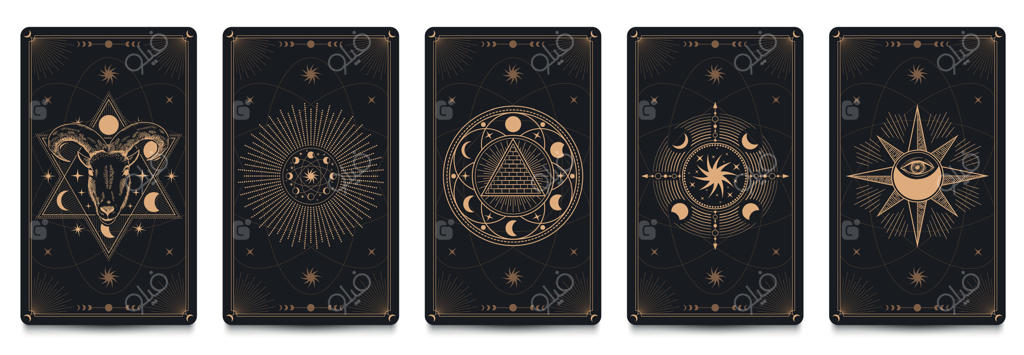 کارت قاب اسرارآمیز: تصویر وکتور مجموعه‌ای از کارت‌ها