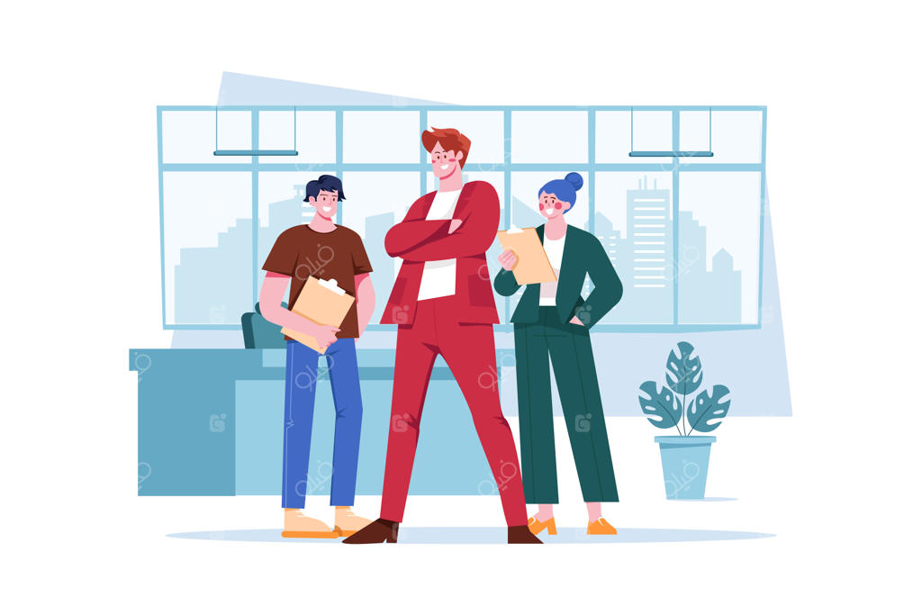 مفهوم تصویرسازی رهبر تیم بر روی پس‌زمینه سفید