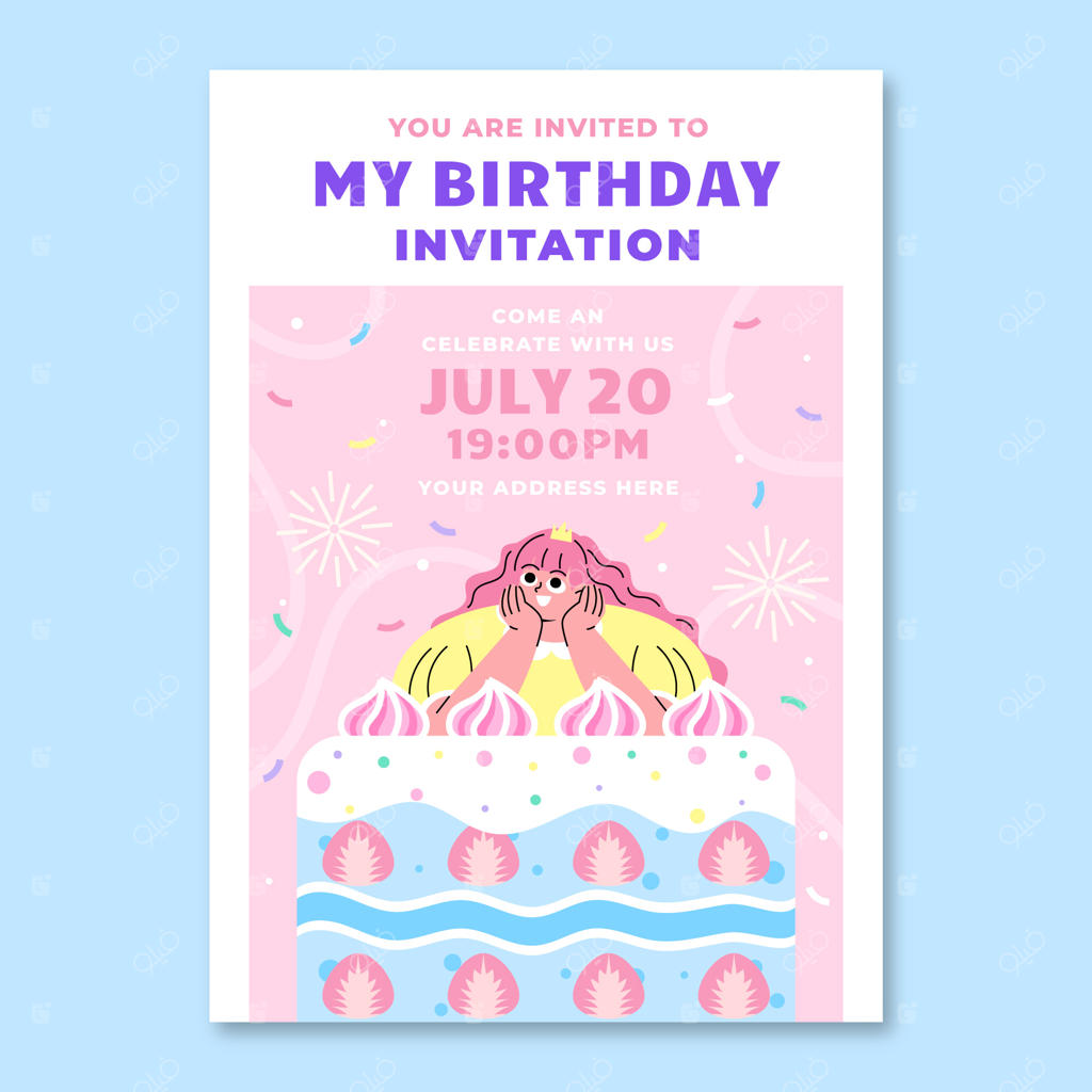 قالب دعوت‌نامه تولد ساده