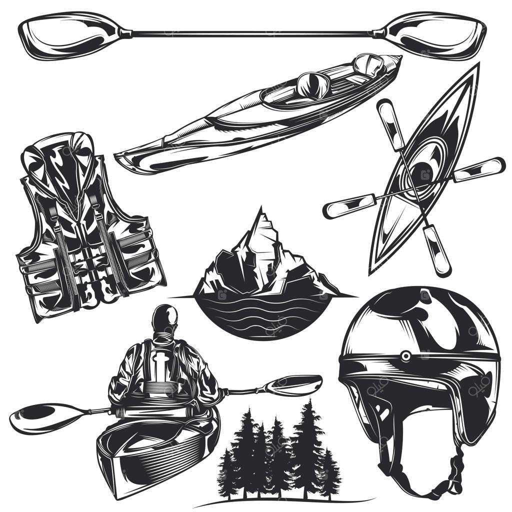 مجموعه‌ای از عناصر قایقرانی برای طراحی نشان‌ها، لوگوها، برچسب‌ها و پوسترهای اختصاصی خود