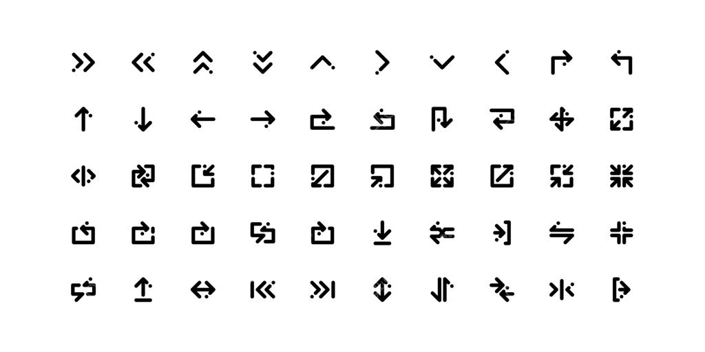 مجموعه آیکون فلش با خطوط مشکی. ناوبری، رابط کاربری، دکمه‌های چندرسانه‌ای