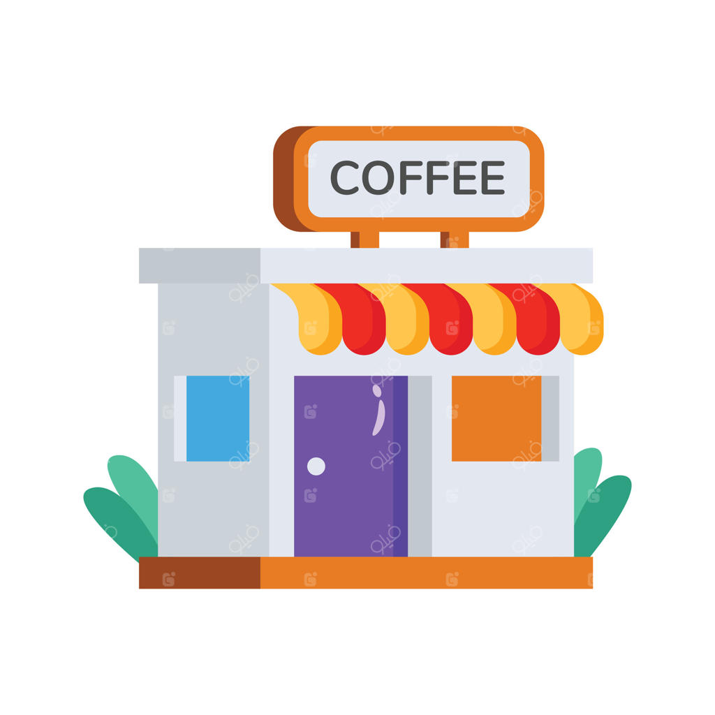 ساختمان کافه با ویترین و تابلو، آماده بهره‌برداری