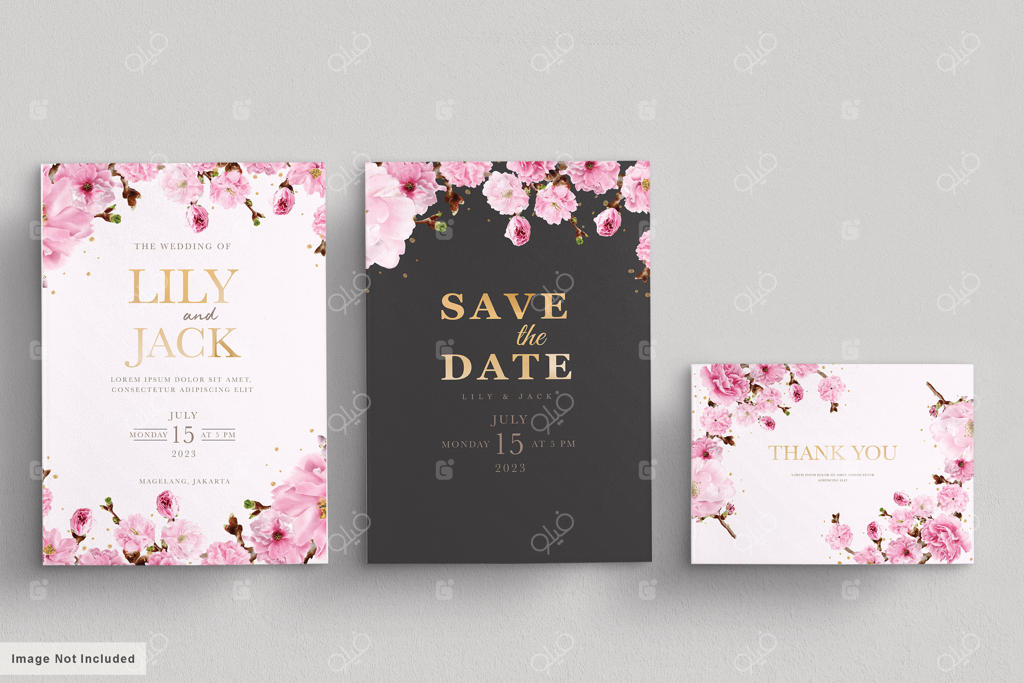 پترن دعوتنامه عروسی با طرح شکوفه‌های گیلاس