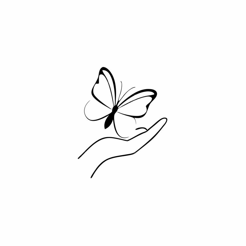 نقاشی دستی پروانه با یک پروانه روی آن