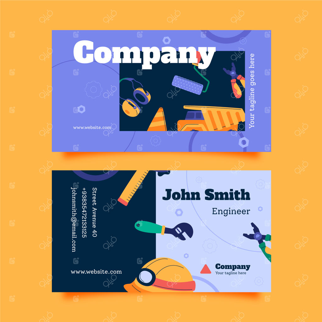 قالب کارت ویزیت افقی برای حوزه ساخت و ساز