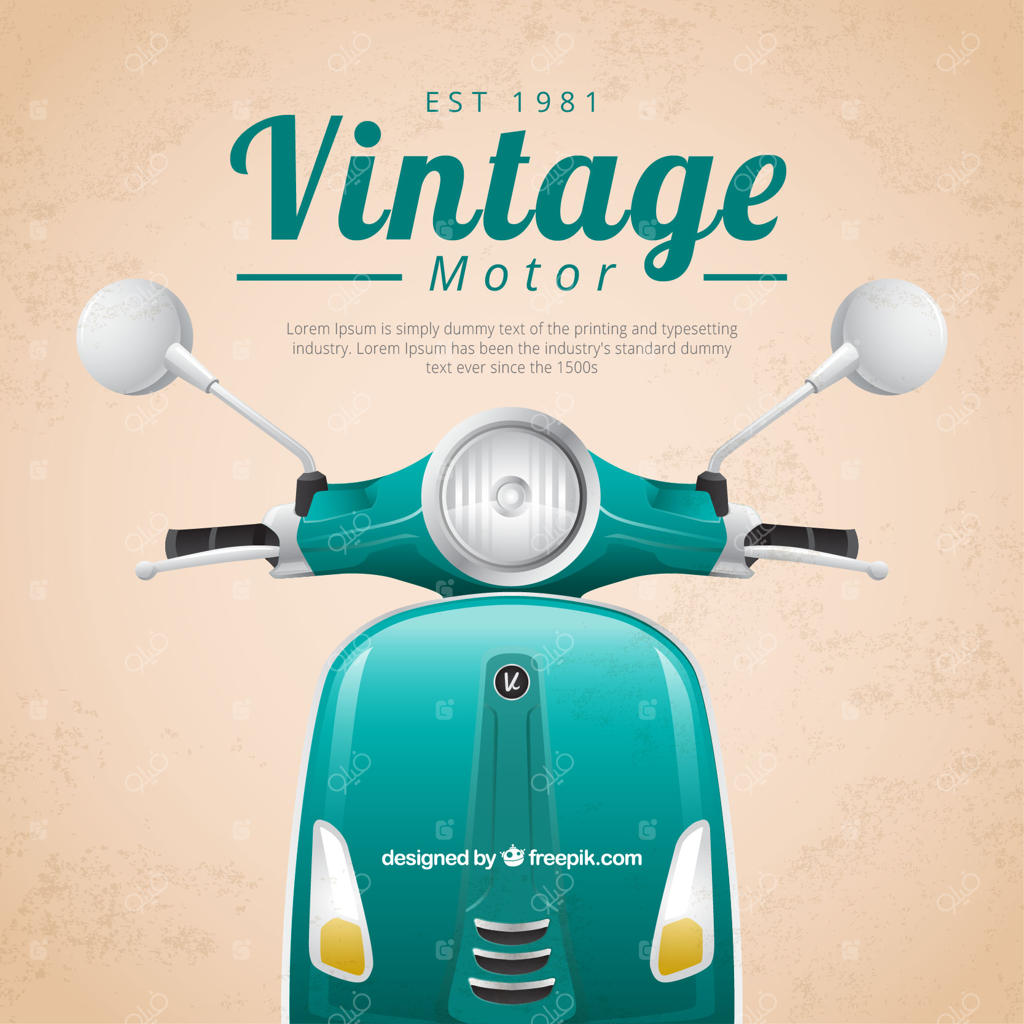 پس‌زمینه‌ موتور اسکوتر قدیمی و واقع‌گرایانه