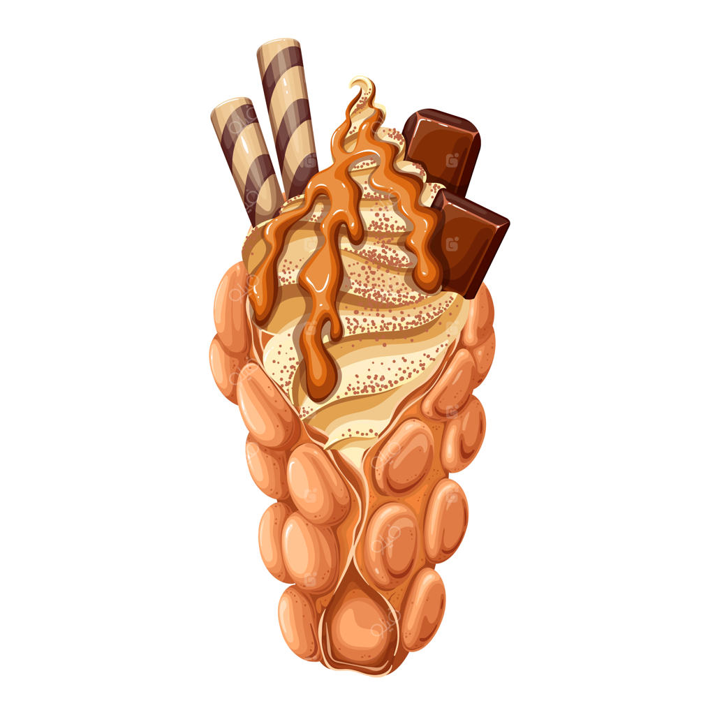 وافل حبابی هنگ‌کنگی با بستنی