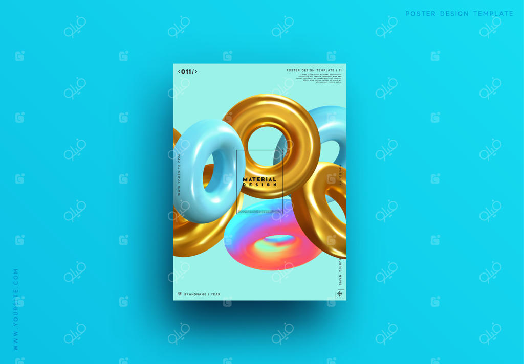 هنر مد در پس‌زمینه، شکل انتزاعی حلقه سه‌بعدی تزیینی. طراحی با رنگ‌های گرادینت روشن، مد فصل.