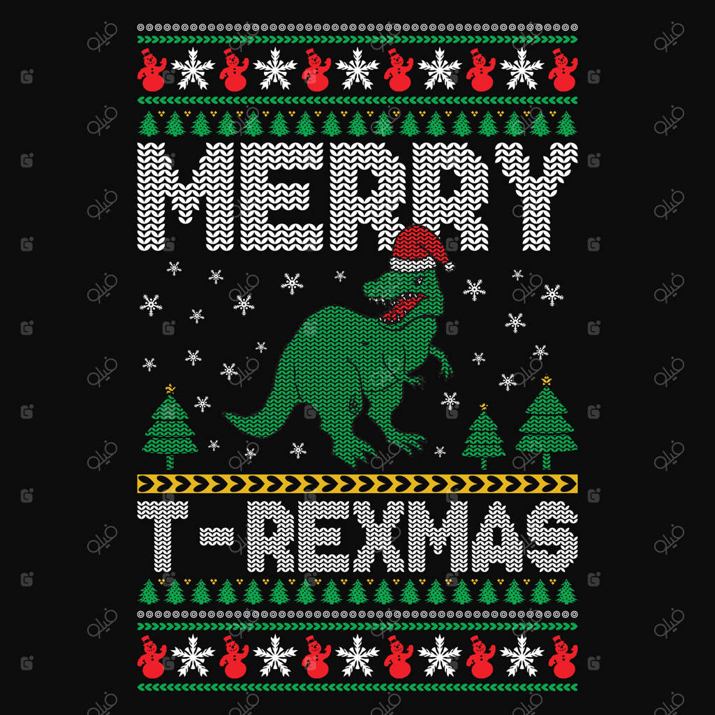 کریسمس با دایناسور - طراحی ژاکت زشت کریسمسی - گرافیک وکتور