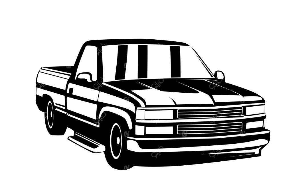 تصویر سیلوئت نقاشی برداری کامیون کلاسیک