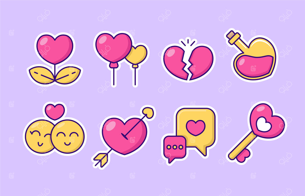 مجموعه استیکرهای بامزه عشق و رابطه