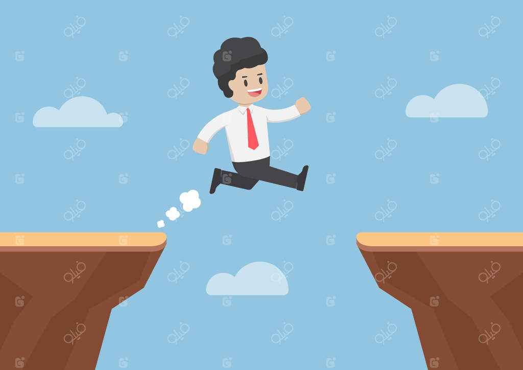 پریدن تاجر از دره بین صخره‌ها