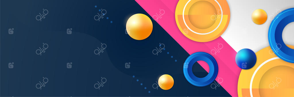 مجموعه بنرهای انتزاعی هندسی مدرن به سبک ممفیس در پس‌زمینه آبی