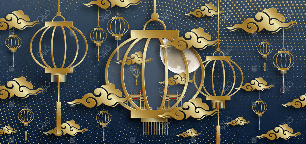 جشن فانوس چینی مبارک، فانوس‌های چینی در پس‌زمینه رنگی