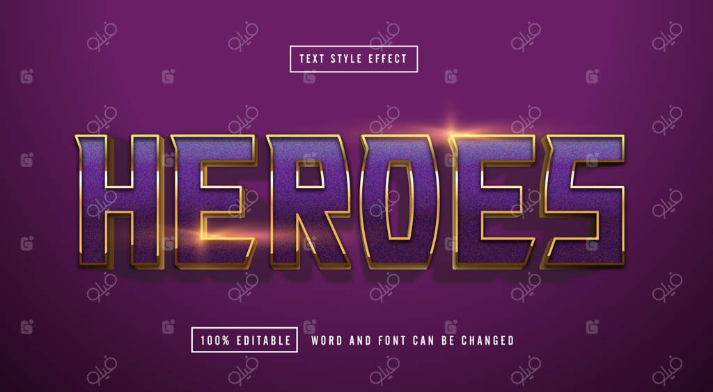 اثر متن طلایی بنفش قابل ویرایش