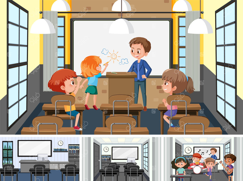 صحنه‌ی کلاس درس با حضور دانش‌آموزان