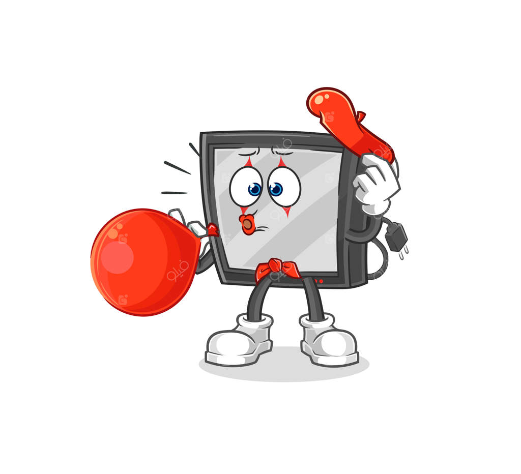 شخصیت کارتونی با ماسکوت بالن در تلویزیون وکتور