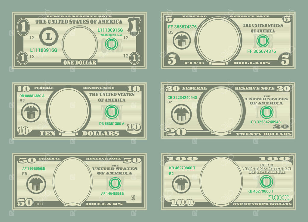 اسکناس دلار آمریکا - پول نقد ایزوله شده در پس‌زمینه