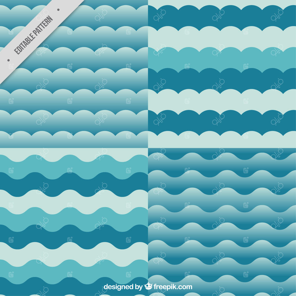 انواع الگوهای موجی به رنگ آبی