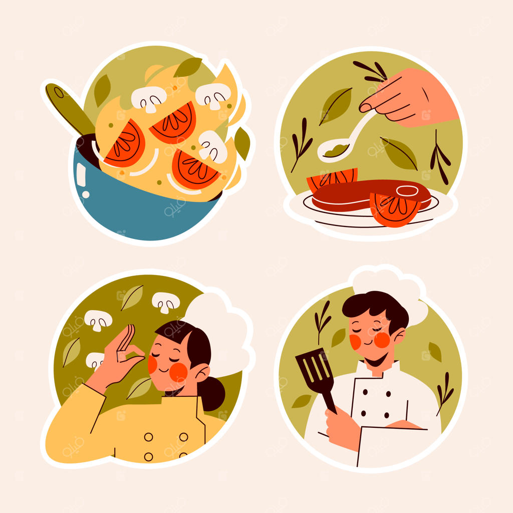 مجموعه استیکرهای سرآشپز ساده‌دل