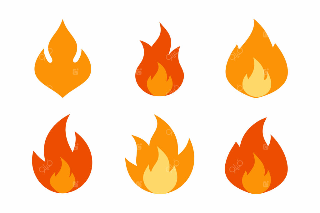 شعله‌های آتش با شکل‌ها و رنگ‌های متنوع