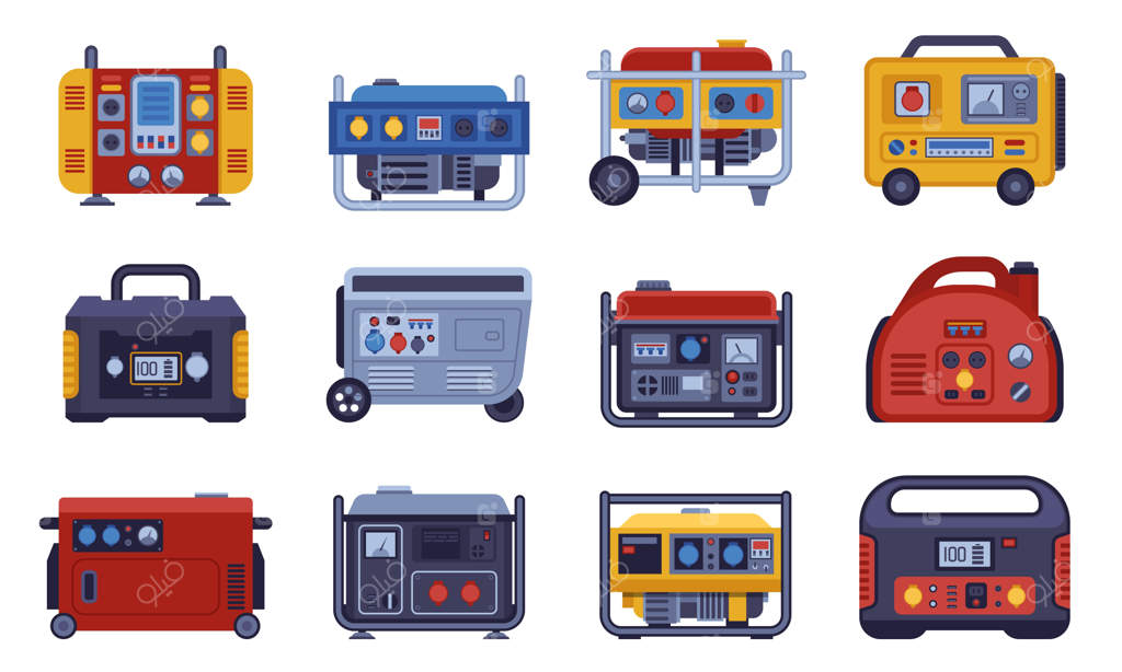 مجموعه وکتور: ژنراتور بنزینی، خانه کارتونی متحرک، آلترناتور دیزلی، دستگاه قابل حمل تولید برق، تجهیزات موتور بنزینی ثابت