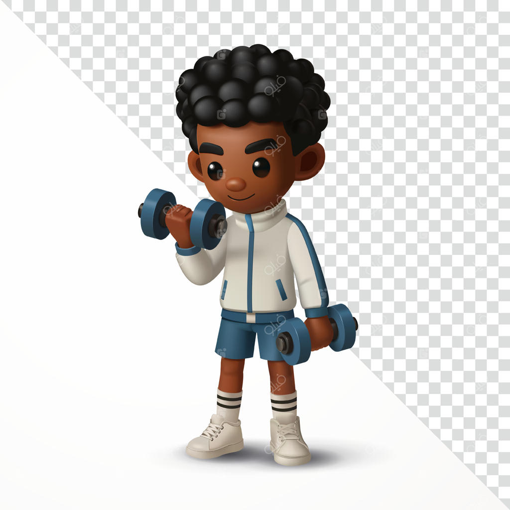 پسر در حال تمرین با دمبل - مناسب برای آموزش و ورزش