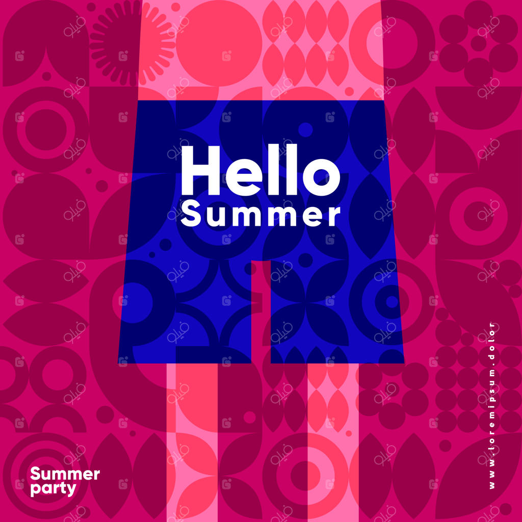 شلوارک ساحلی تابستانه - تصویرسازی وکتوری: الگوهای پس‌زمینه برای تعطیلات آخر هفته در ساحل، مناسب برای پوسترها، جلدها، فلایرها و بنرها