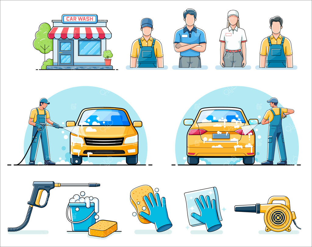 مجموعه آیکن‌های رنگی برای خدمات کارواش