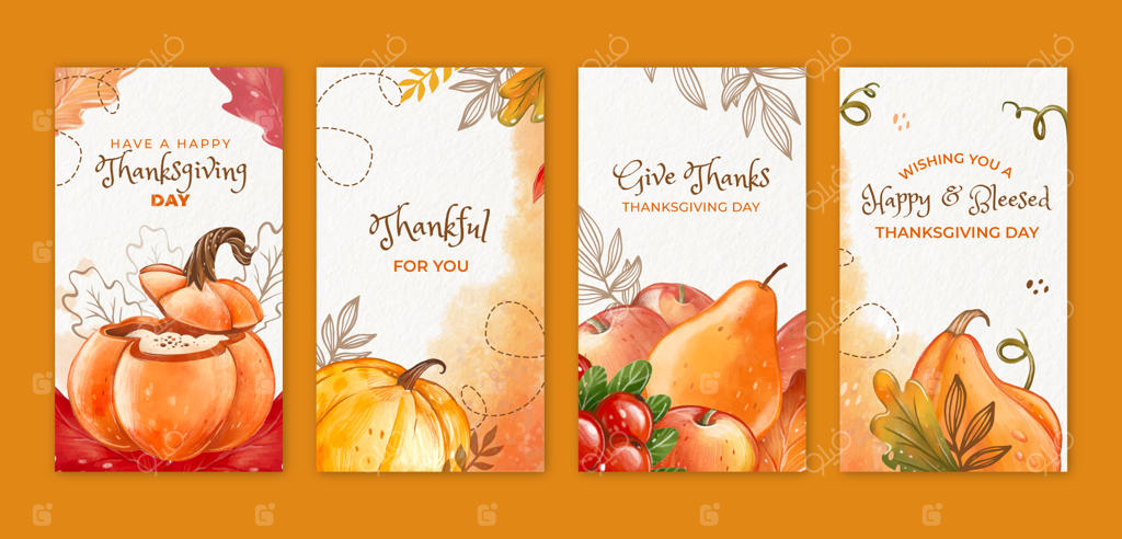 طراحی استوری اینستاگرام با گرادیان برای جشن شکرگزاری