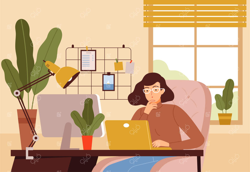 برنامه‌نویس در خانه: هکر حرفه‌ای، فریلنسر، دانشجو و مدیر دفتر  
گرافیک پس‌زمینه محل کار
تصویرسازی توسعه‌دهنده کامپیوتر و طراح حرفه‌ای فریلنسر