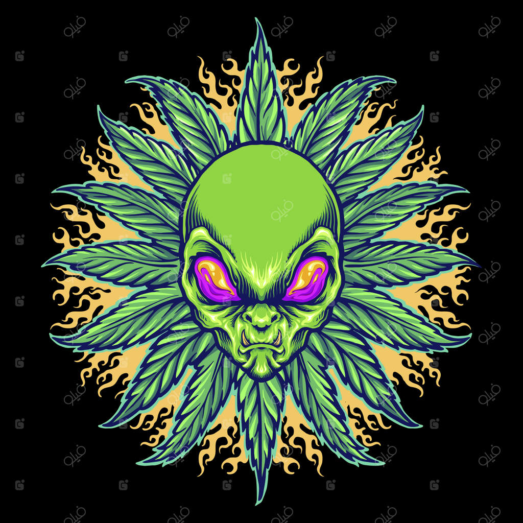 طرح‌های ترسیمی ماندالای بیگانه از جنس شاهدانه با عناصر آتش برای طراحی لوگو، لباس، برچسب، پوستر، کارت تبریک و تبلیغات برند شما