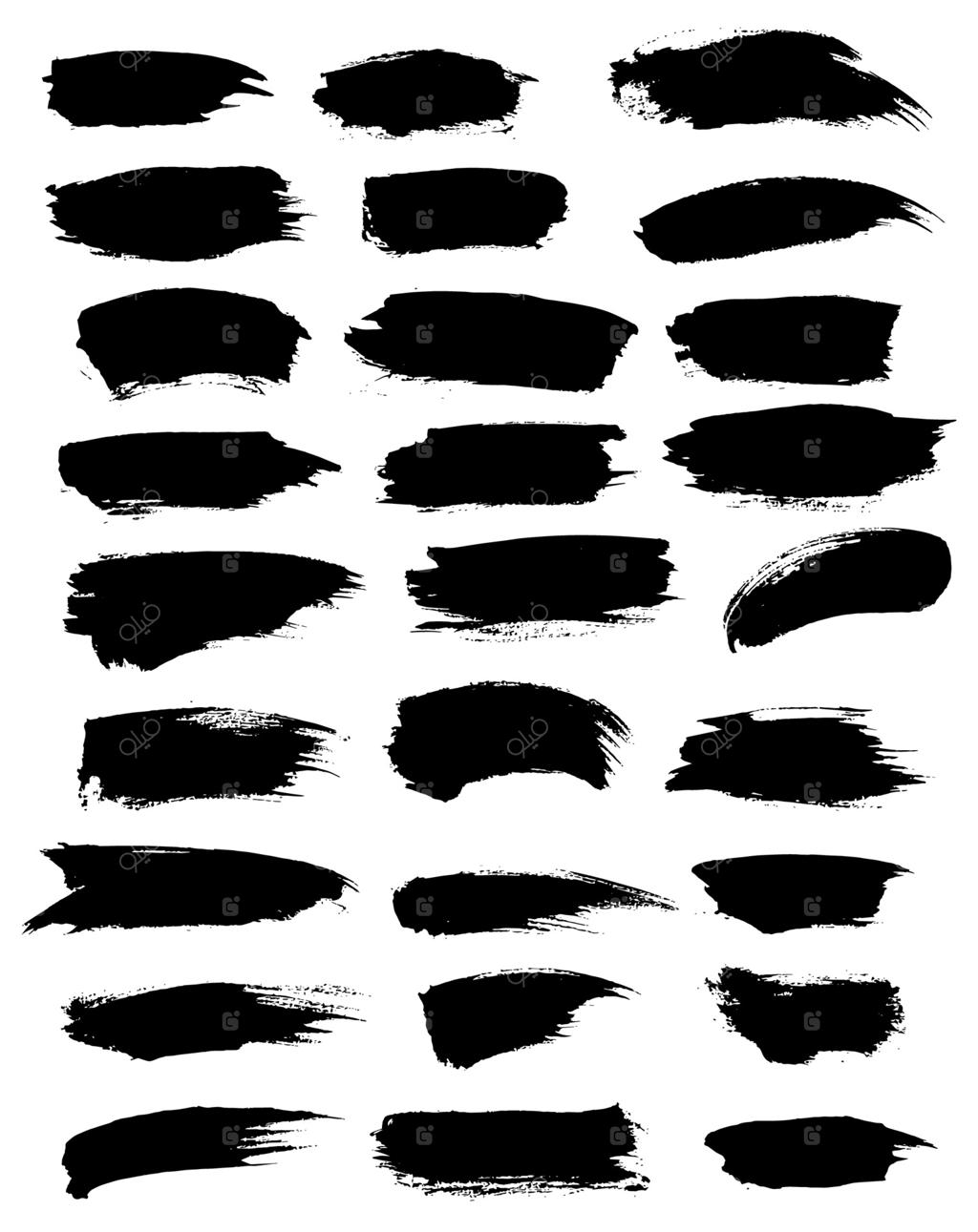 مجموعه‌ای از قلم‌های نقاشی و ماژیک برای وکتور، شامل خطوط، لکه‌ها و نقطه‌ها