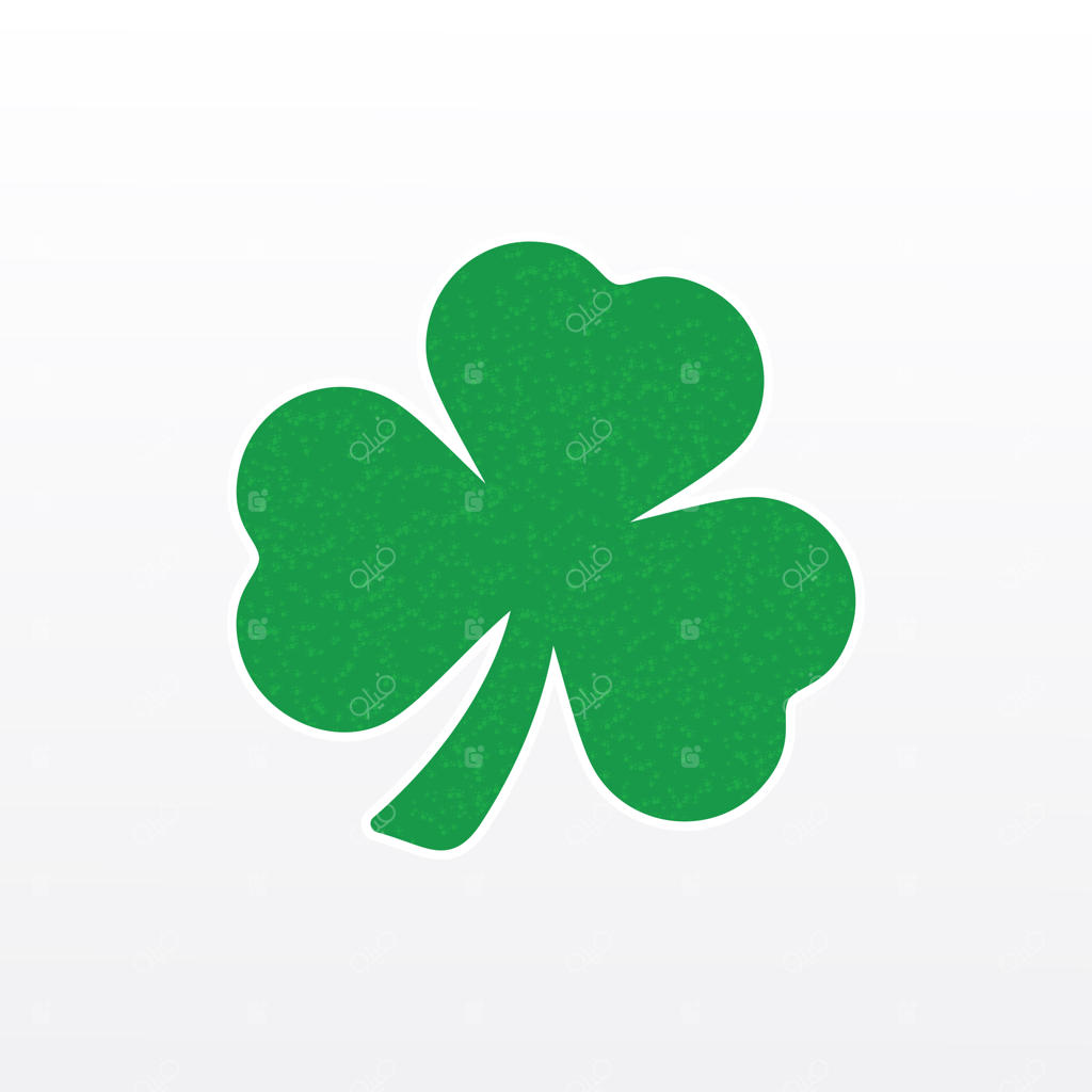 برگ شبدر با بافت گرانج در پس‌زمینه سفید