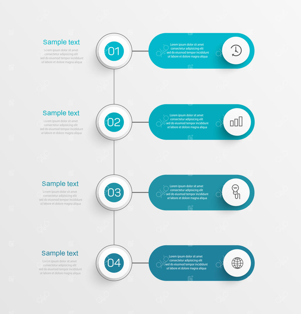 قالب طراحی اینفوگرافیک تجاری با ۴ گزینه، مرحله یا فرآیند