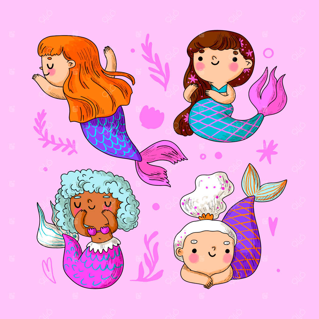 پری دریایی طراحی شده با دست